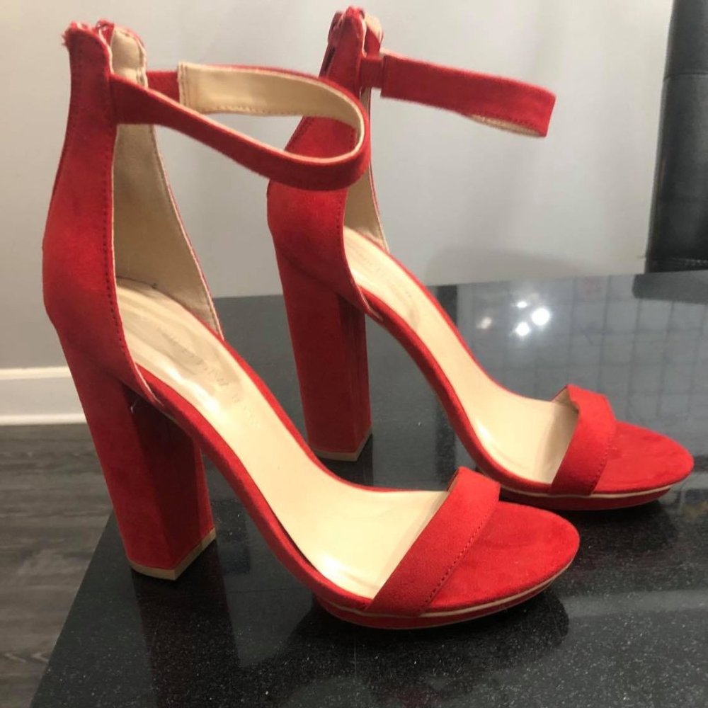 RED Block‎ Heel Sandals